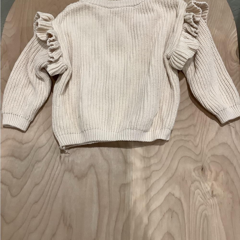 Cream Ruffle Sleeve Sweater - Picture 2 of 2